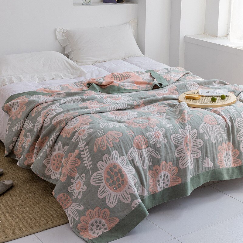 Ganzjahres-Baumwolldecke – Japanisch inspirierter Überwurf für Bett, Sofa & Zuhause
