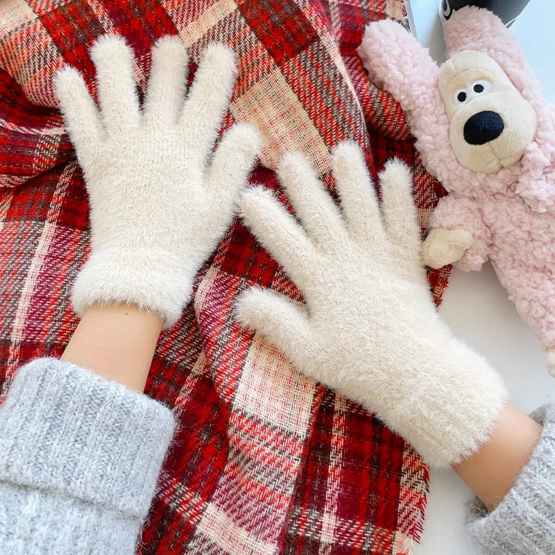 Weiche Plüsch Winterhandschuhe für Damen