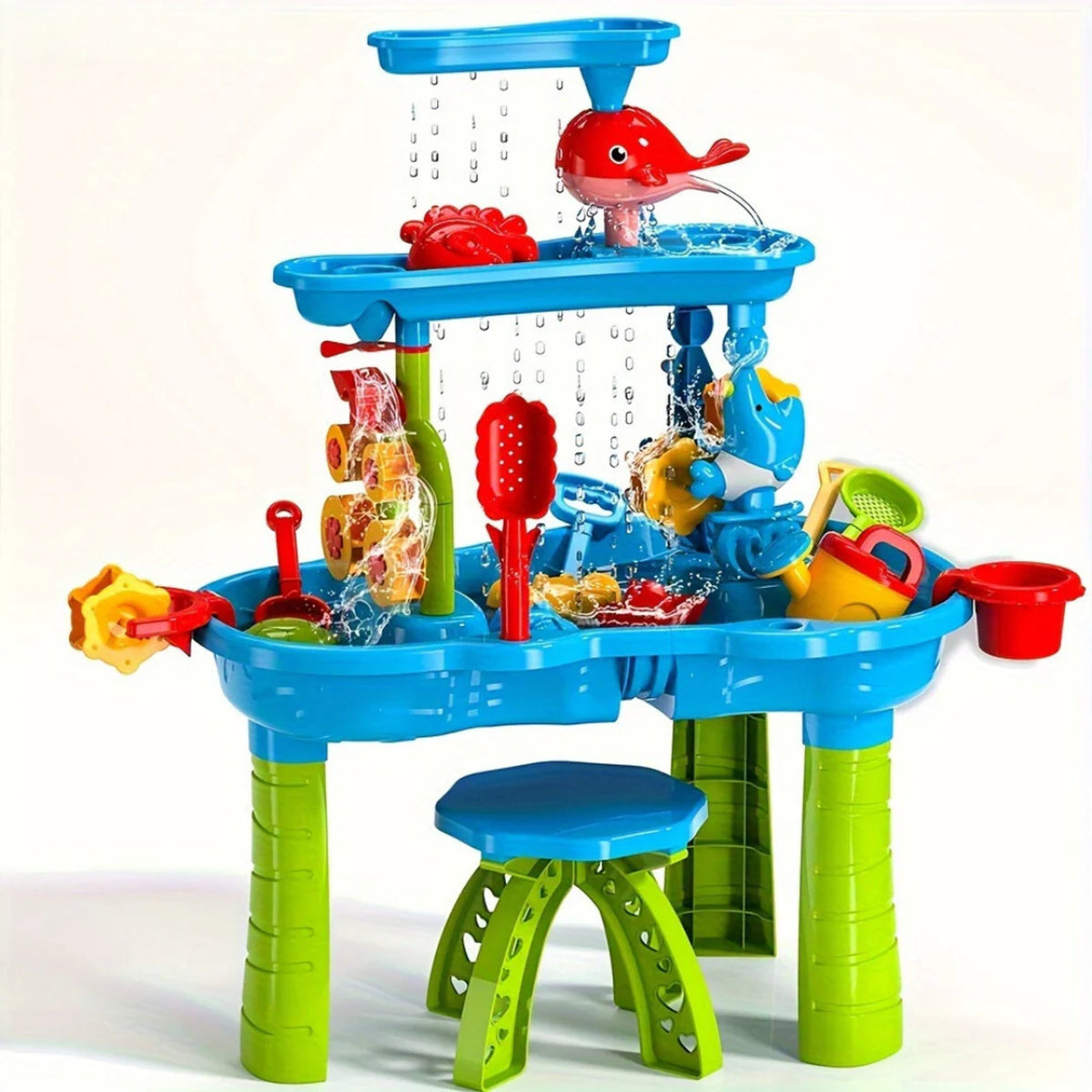 Kids' Sand And Water Table With Multi-Tier Design And 15 Accessories