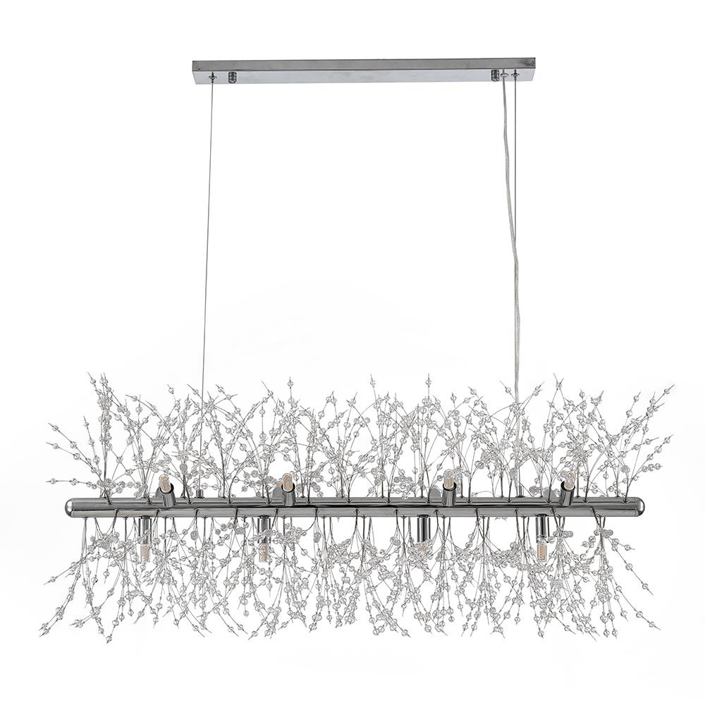 Lineaire kristallen kroonluchter 36-inch 12-lichts goud chroom afwerking voor eetkamer kookeiland eigentijds plafondarmatuur modern verstelbaar | Thomler