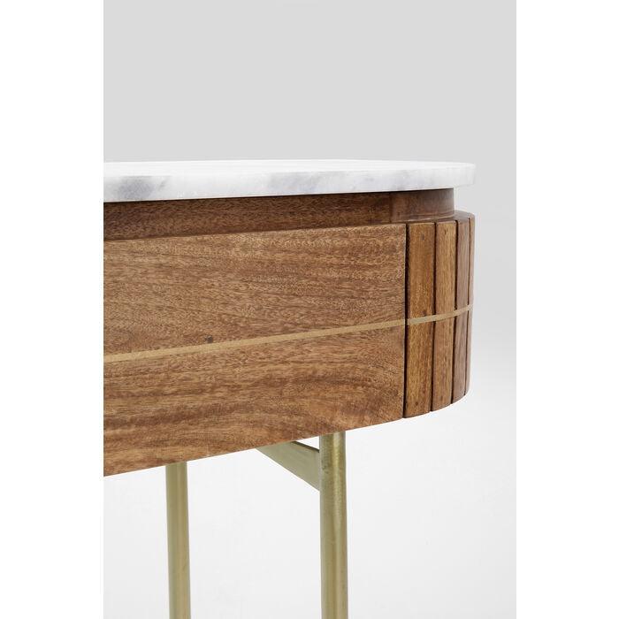 Entryway Table with Marble Top 39 in Natural Mango Wood Gold Metal Base 2 Drawers for Foyer Living Room Bedroom Storage Hallway Furniture | Thomler