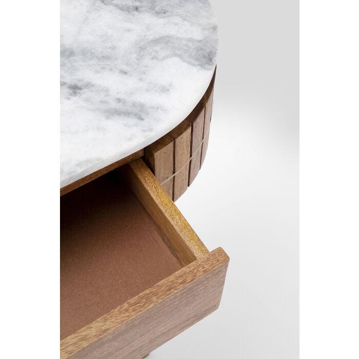Entryway Table with Marble Top 39 in Natural Mango Wood Gold Metal Base 2 Drawers for Foyer Living Room Bedroom Storage Hallway Furniture | Thomler