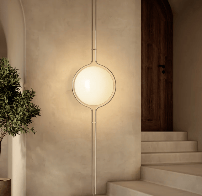 Hoge staande lamp met bolvormige kap van 40 cm, verstelbare paal van 250-280 cm voor hoge plafonds, moderne open ruimtes en lofts | Thomler