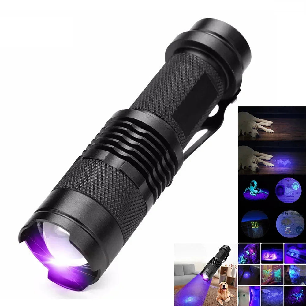 Ultraviolet zaklamp voor het detecteren van huisdiervlekken | UV-blacklight-lamp voor tapijt- en vloerinspectie | Aluminium handlamp voor thuis en professioneel gebruik