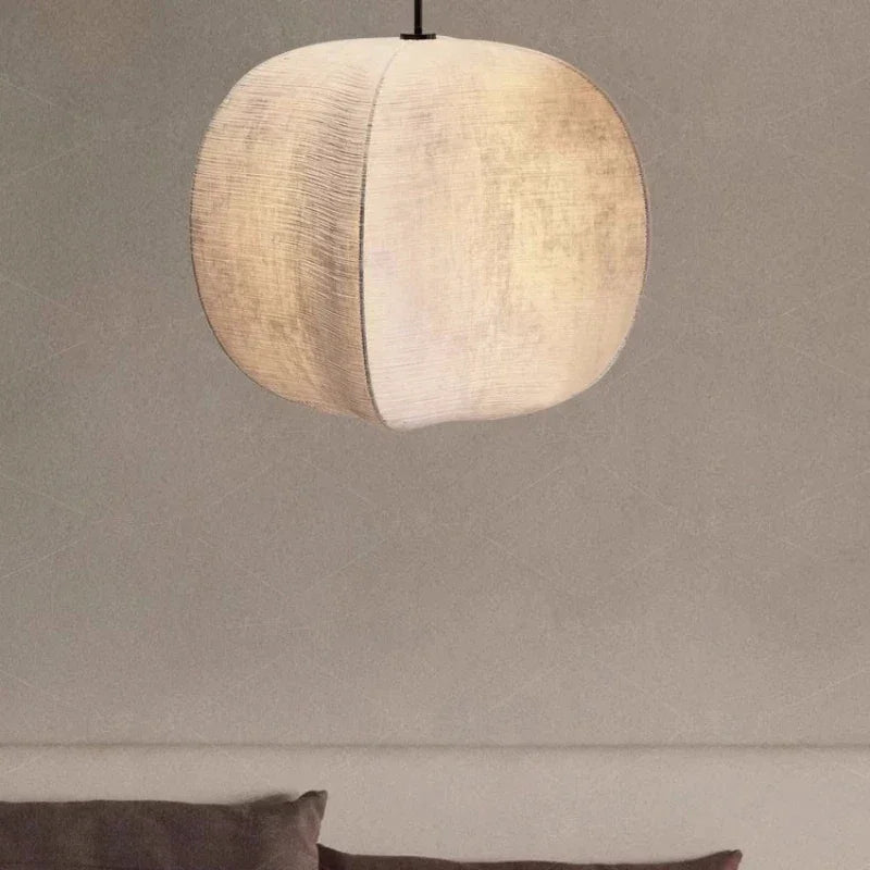 Fabric Globe Pendant Light Set for Kitchen Island Dining Room in Natural Beige Linen 12W LED Warm White Sphere Hanging Fixture Coastal Boho | Thomler