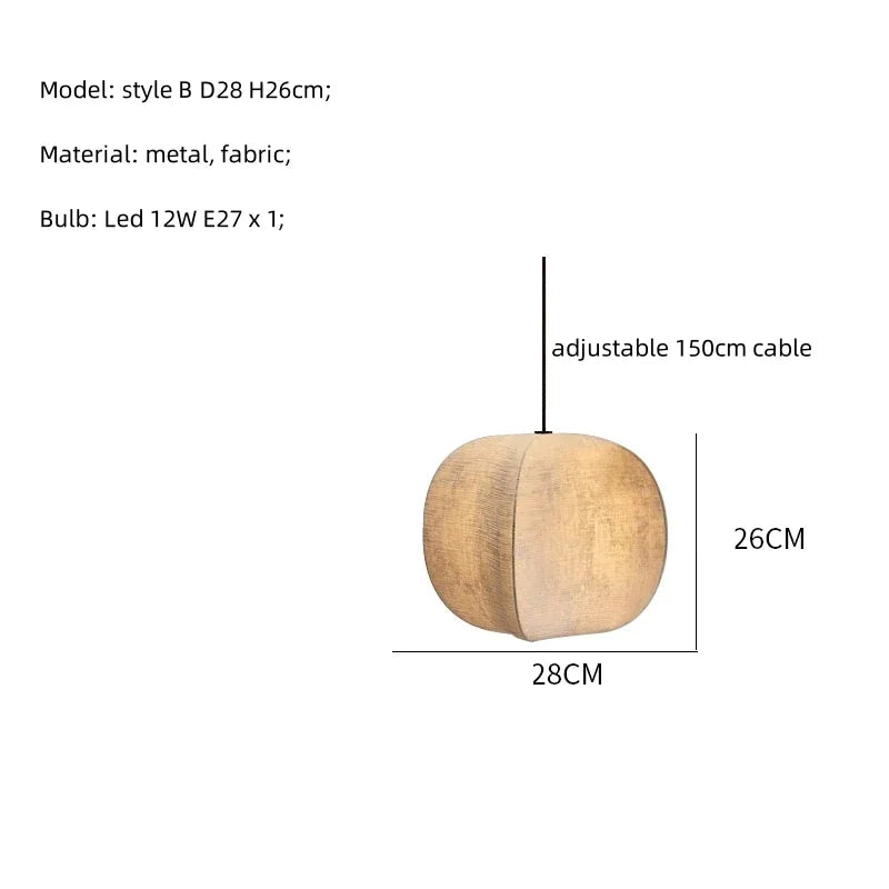 Fabric Globe Pendant Light Set for Kitchen Island Dining Room in Natural Beige Linen 12W LED Warm White Sphere Hanging Fixture Coastal Boho | Thomler