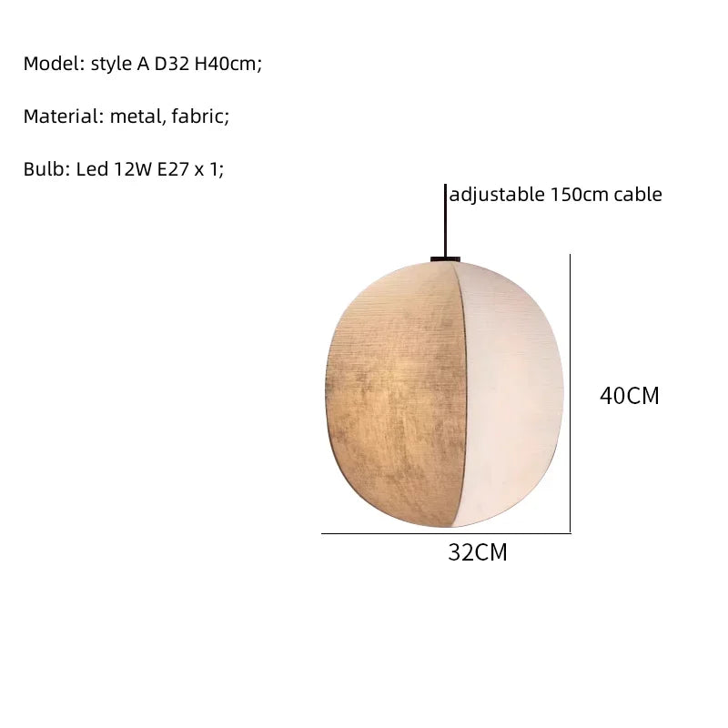 Fabric Globe Pendant Light Set for Kitchen Island Dining Room in Natural Beige Linen 12W LED Warm White Sphere Hanging Fixture Coastal Boho | Thomler
