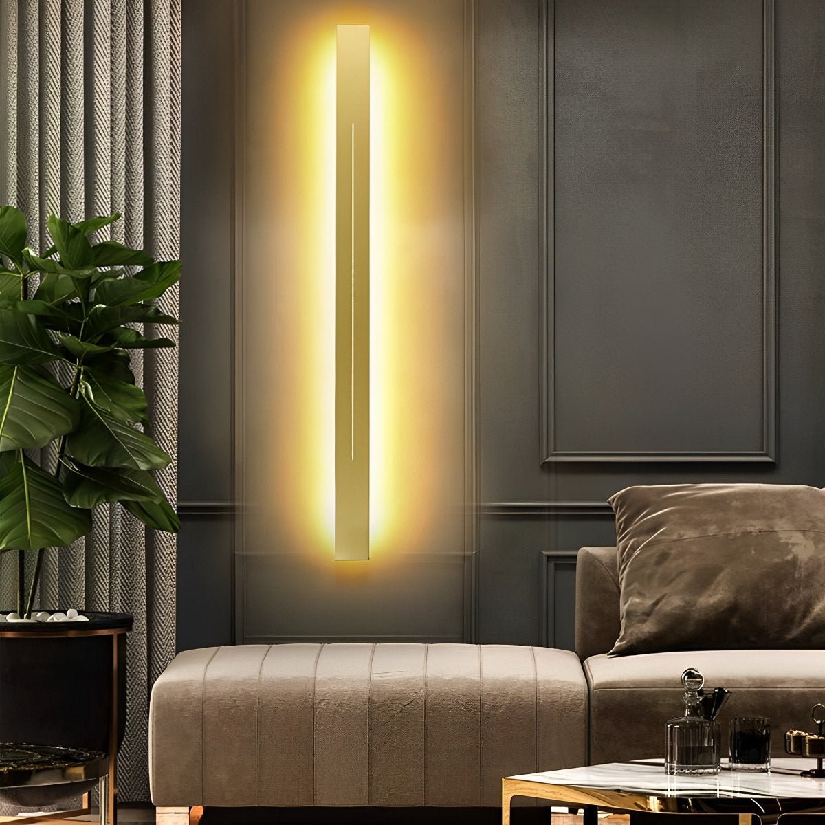 Lineare LED-Akzent-Lichtleiste, 119 cm, schwarzes Eisen, Acryl-Leuchte, fest verdrahtet, einstellbare Farbtemperatur, für Schlafzimmer, Flur, Spiegel, Waschtisch | Thomler