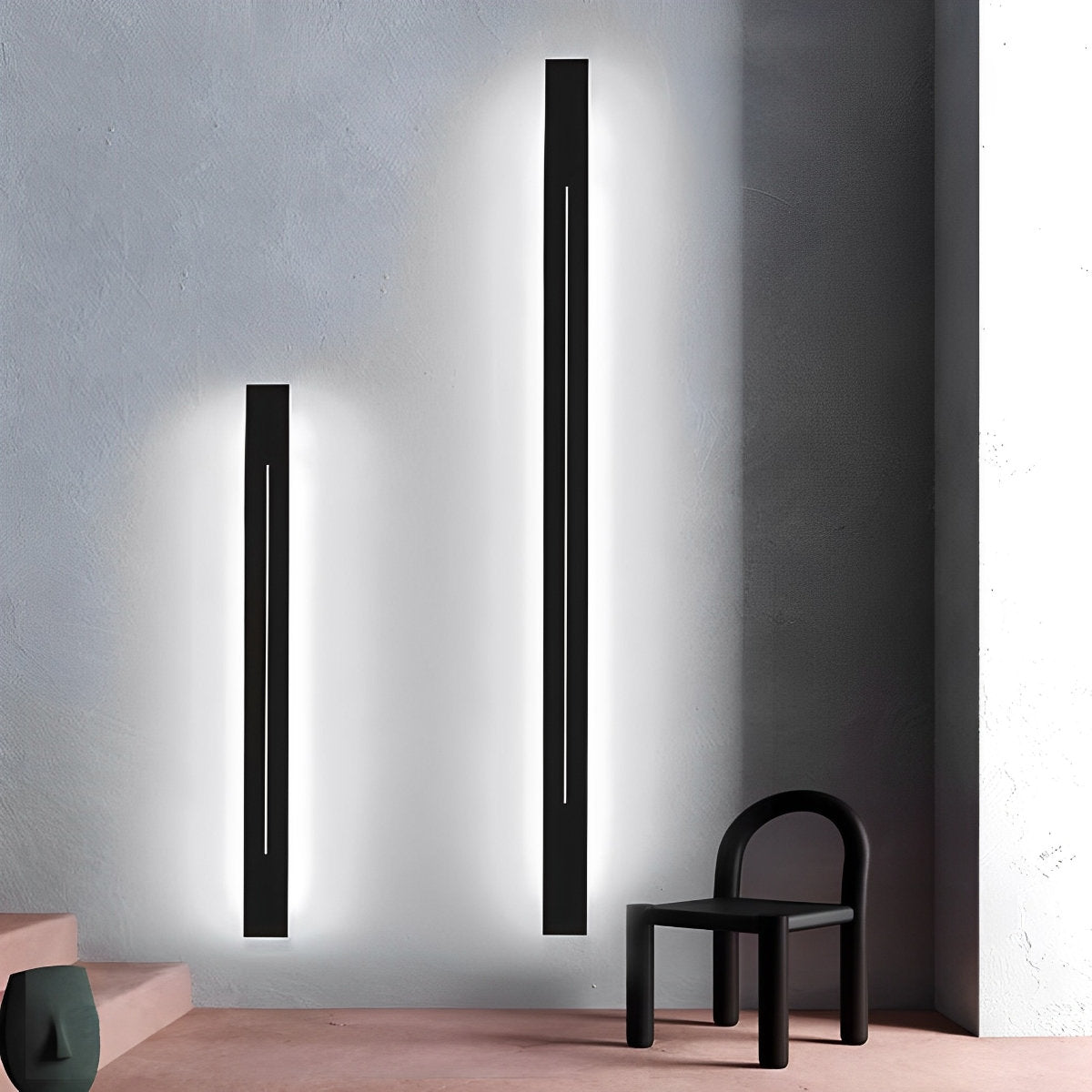 Lineare LED-Akzent-Lichtleiste, 119 cm, schwarzes Eisen, Acryl-Leuchte, fest verdrahtet, einstellbare Farbtemperatur, für Schlafzimmer, Flur, Spiegel, Waschtisch | Thomler