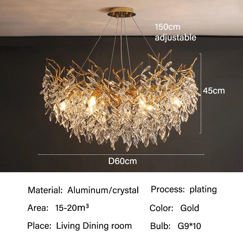 Moderne kristallen kroonluchter LED-verlichtingsarmatuur G9 goud zilver rechthoekig hangend licht eetkamer blikvanger interieurdecoratie | Thomler
