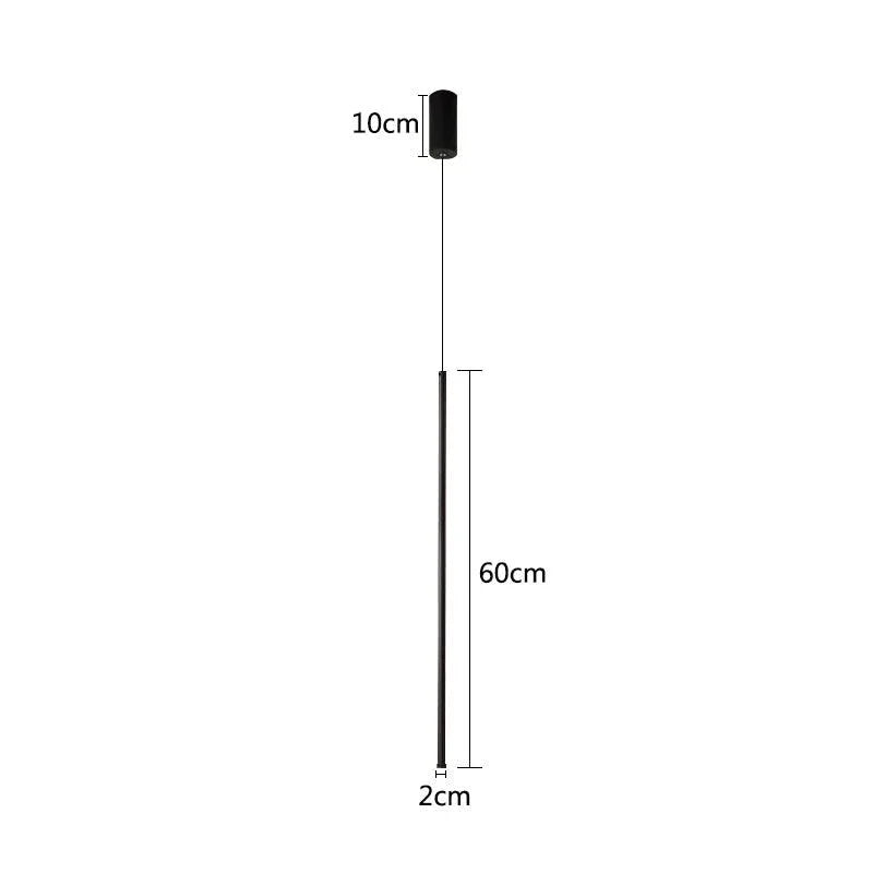 Sleek Cylinder Drop Light with Height-Adjustable Cord Black Aluminum LED Fixture for Bedrooms Nightstands Dining Tables Kitchen Islands Cont | Thomler