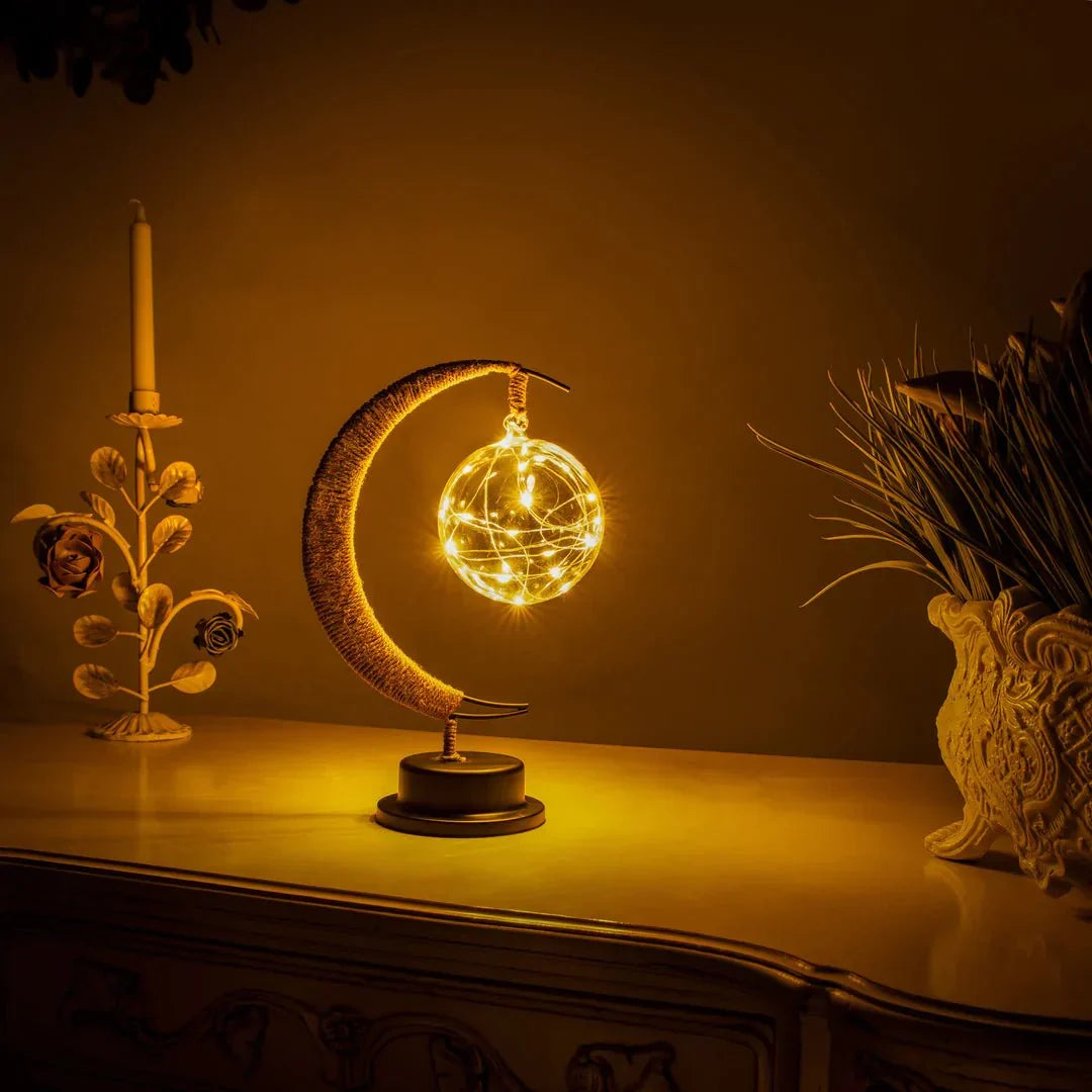 3D Printed Moon Sphere Table Lamp with Realistic Crater Details, Battery-Powered Ambient Night Light for Bedroom, Nursery, Living Room Decor | Thomler