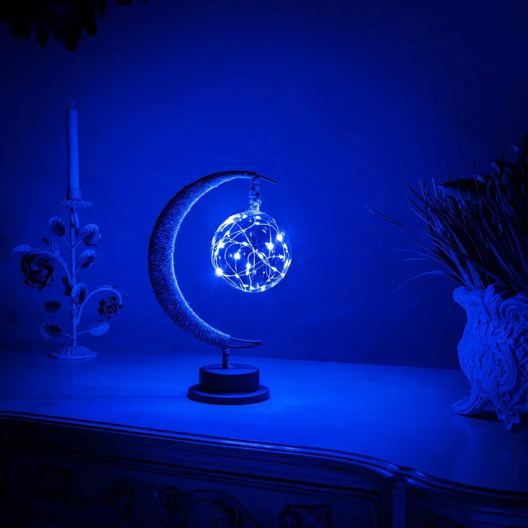 3D Printed Moon Sphere Table Lamp with Realistic Crater Details, Battery-Powered Ambient Night Light for Bedroom, Nursery, Living Room Decor | Thomler