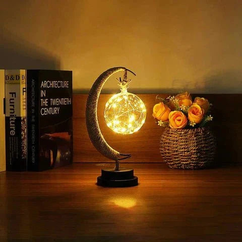 3D Printed Moon Sphere Table Lamp with Realistic Crater Details, Battery-Powered Ambient Night Light for Bedroom, Nursery, Living Room Decor | Thomler