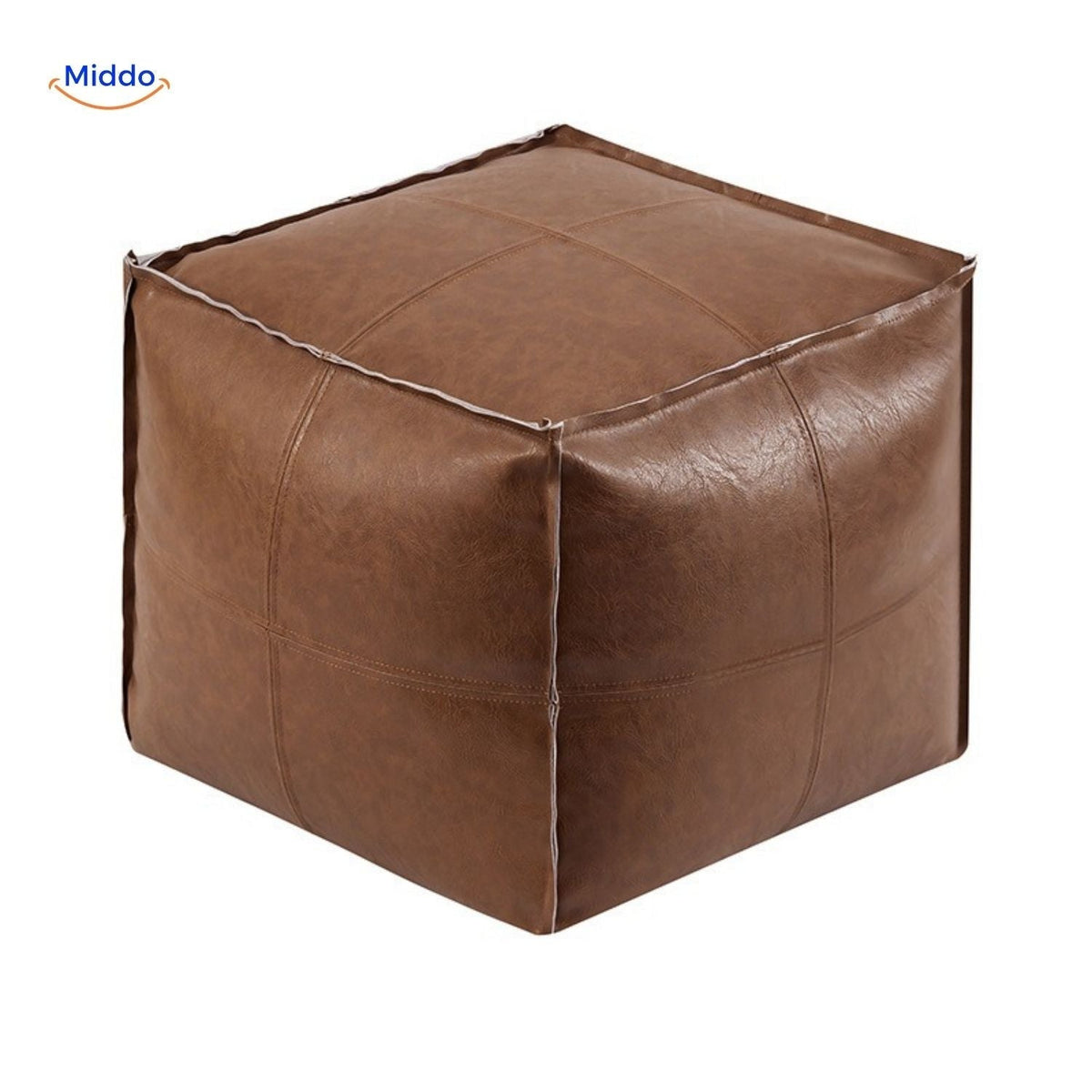 Faux Leather Floor Cushion Pouf – Refillable Japanese-Style Seat Pillow for Living Room, Patio & Bedroom