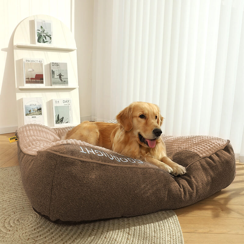 Cama de espuma viscoelástica para perros con almohada elevada para perros grandes – Cojín de apoyo articular para mascotas senior y razas grandes