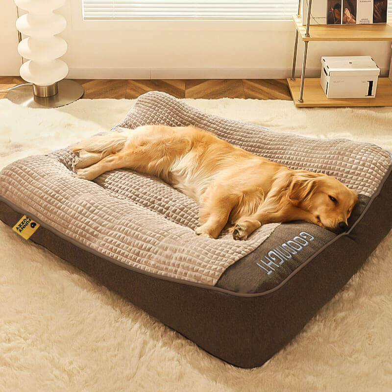 Orthopedic Dog Bed with Raised Bolster Pillow – Plush Crystal Velvet Pet Cushion for Joint Support, Machine Washable Cover for Small to