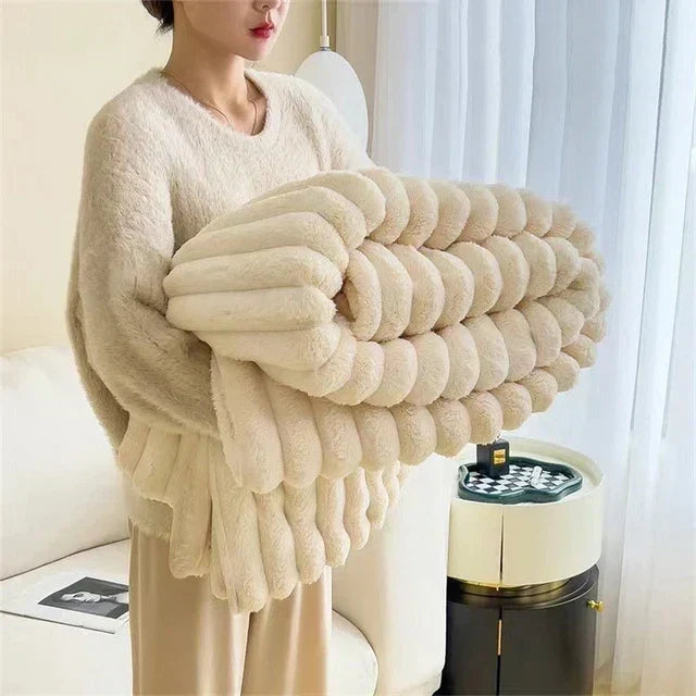 Ultra-weiche Plüsch-Wohndecke für Couch, Bett & Sofa – Warme Kunstfell-Komfortdecke für Wohn- & Schlafzimmer