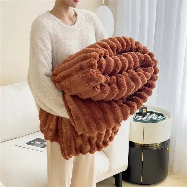 Ultra-weiche Plüsch-Wohndecke für Couch, Bett & Sofa – Warme Kunstfell-Komfortdecke für Wohn- & Schlafzimmer