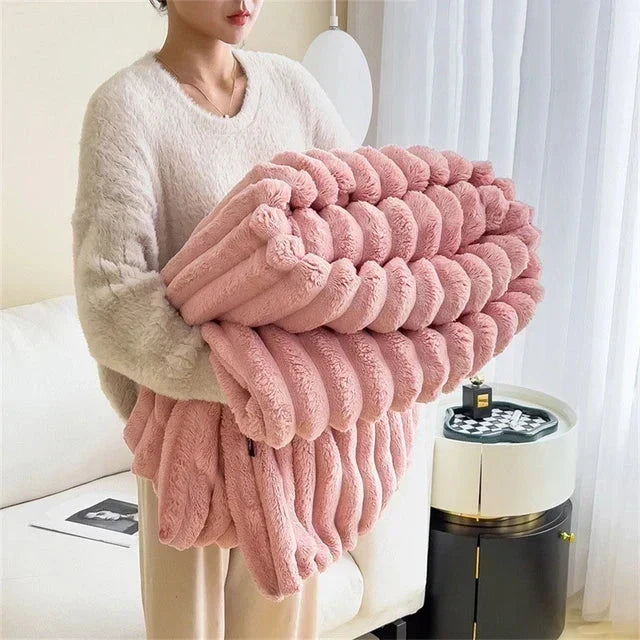 Ultra-weiche Plüsch-Wohndecke für Couch, Bett & Sofa – Warme Kunstfell-Komfortdecke für Wohn- & Schlafzimmer