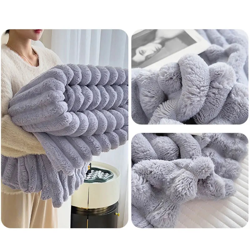 Ultra-weiche Plüsch-Wohndecke für Couch, Bett & Sofa – Warme Kunstfell-Komfortdecke für Wohn- & Schlafzimmer