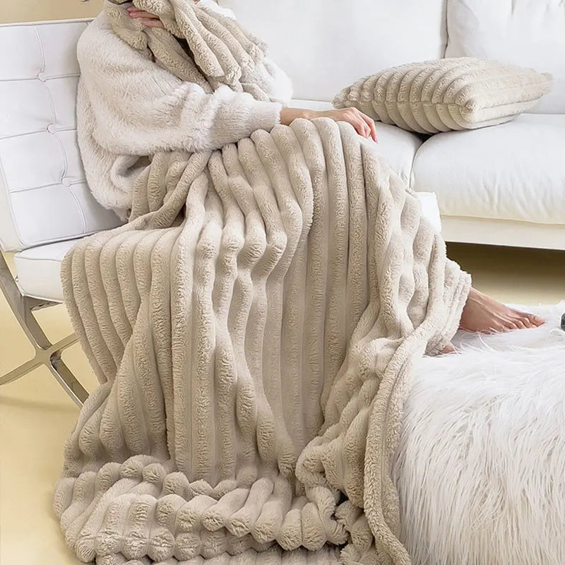 Ultra-weiche Plüsch-Wohndecke für Couch, Bett & Sofa – Warme Kunstfell-Komfortdecke für Wohn- & Schlafzimmer