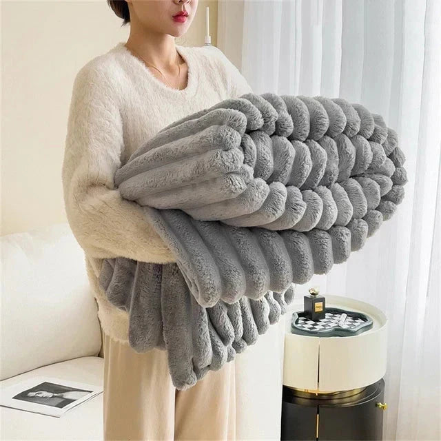 Ultra-weiche Plüsch-Wohndecke für Couch, Bett & Sofa – Warme Kunstfell-Komfortdecke für Wohn- & Schlafzimmer