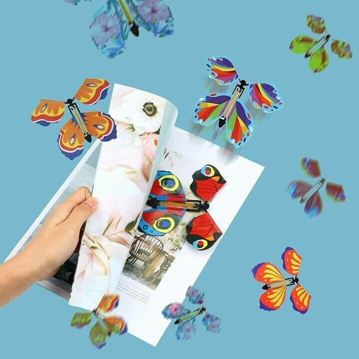 Aufzieh-Fliegender-Schmetterling-Überraschung für Grußkarten & Bücher | Originelles Spielzeuggeschenk für Hochzeiten, Partys & Geburtstage