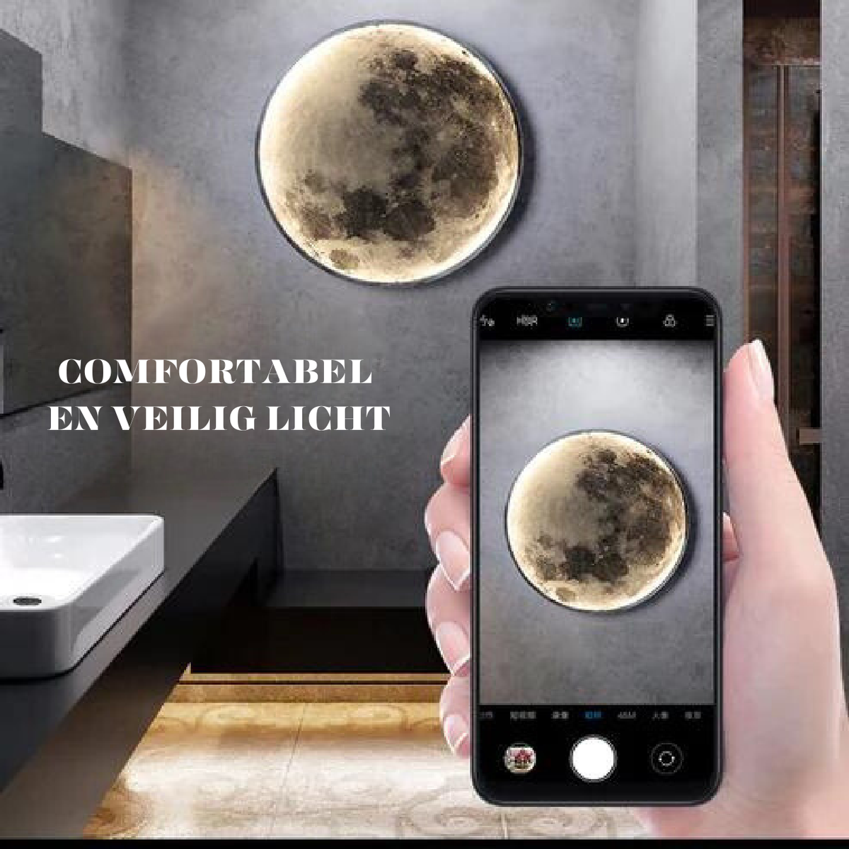 Dimmable LED Moon Wall Sconce with Remote | Adjustable 3000K–6000K Lighting for Bedroom Living Room Hallway | Alloy Fixture Covers 108–162 s | Thomler