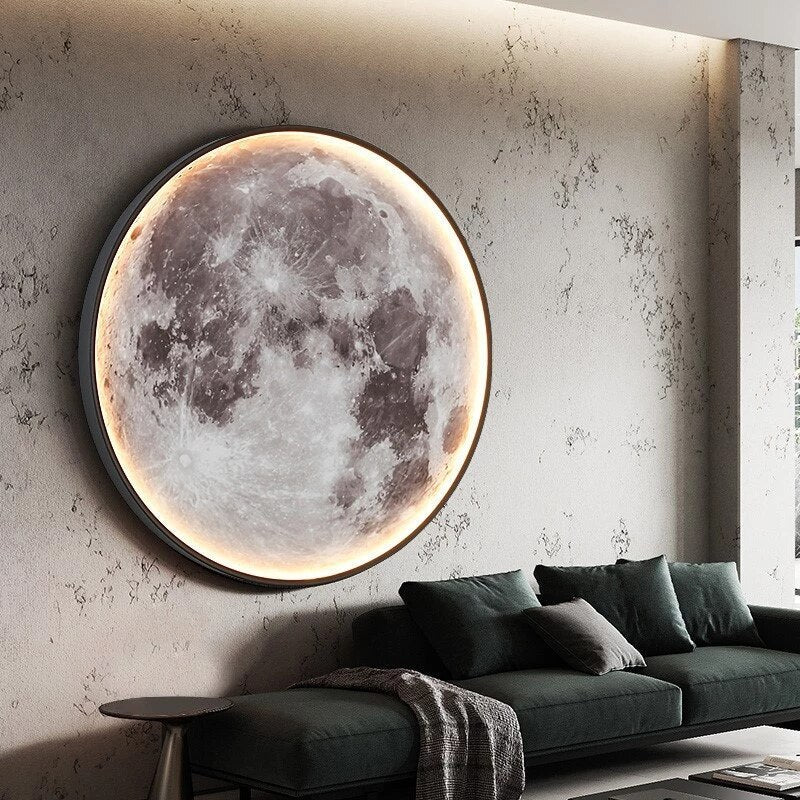Dimmable LED Moon Wall Sconce with Remote | Adjustable 3000K–6000K Lighting for Bedroom Living Room Hallway | Alloy Fixture Covers 108–162 s | Thomler