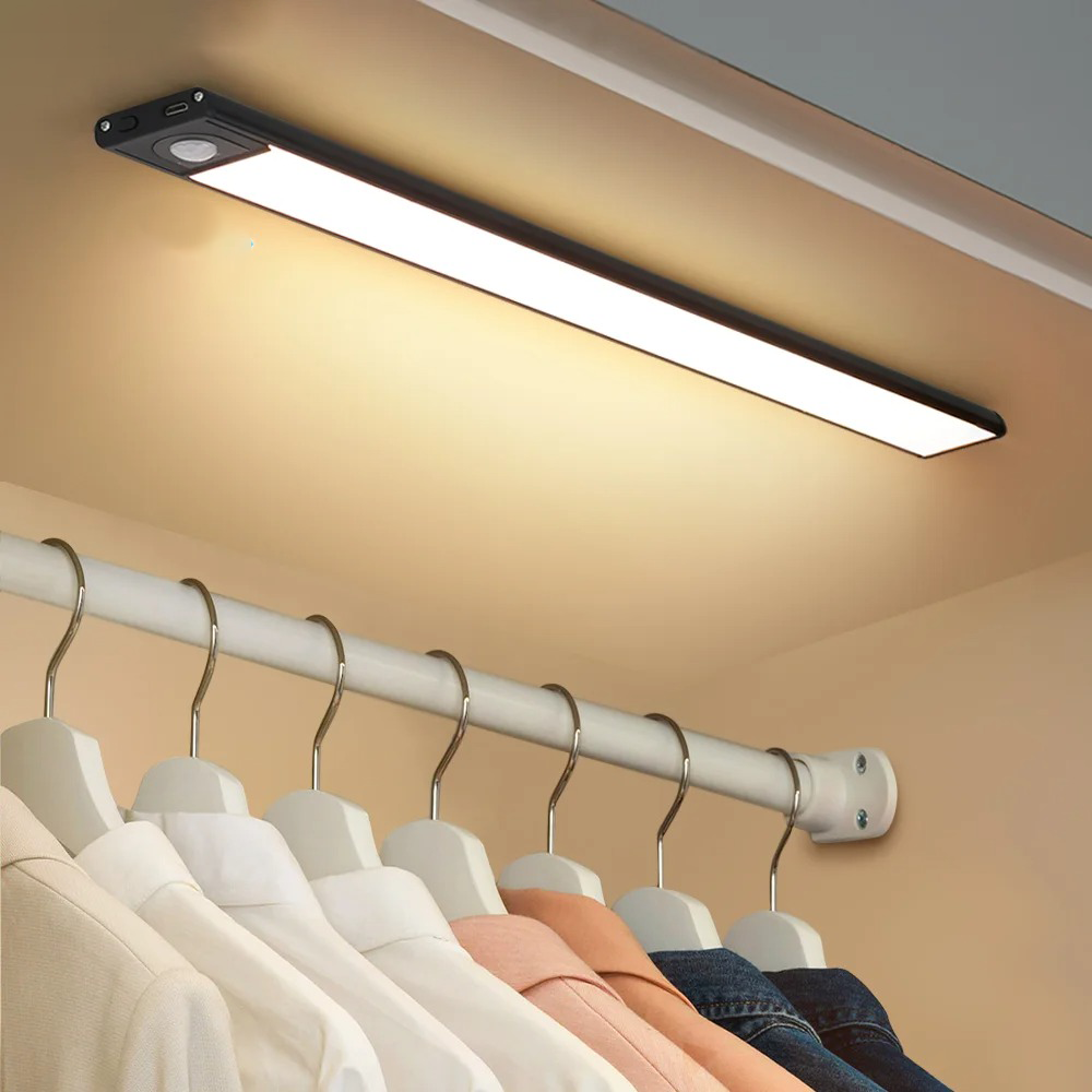 Bewegingssensor LED-onderkastverlichting, oplaadbare magnetische strip, batterijgevoed, draadloze verlichtingsbalk voor keuken, kast, voorraadkast, hal | Thomler