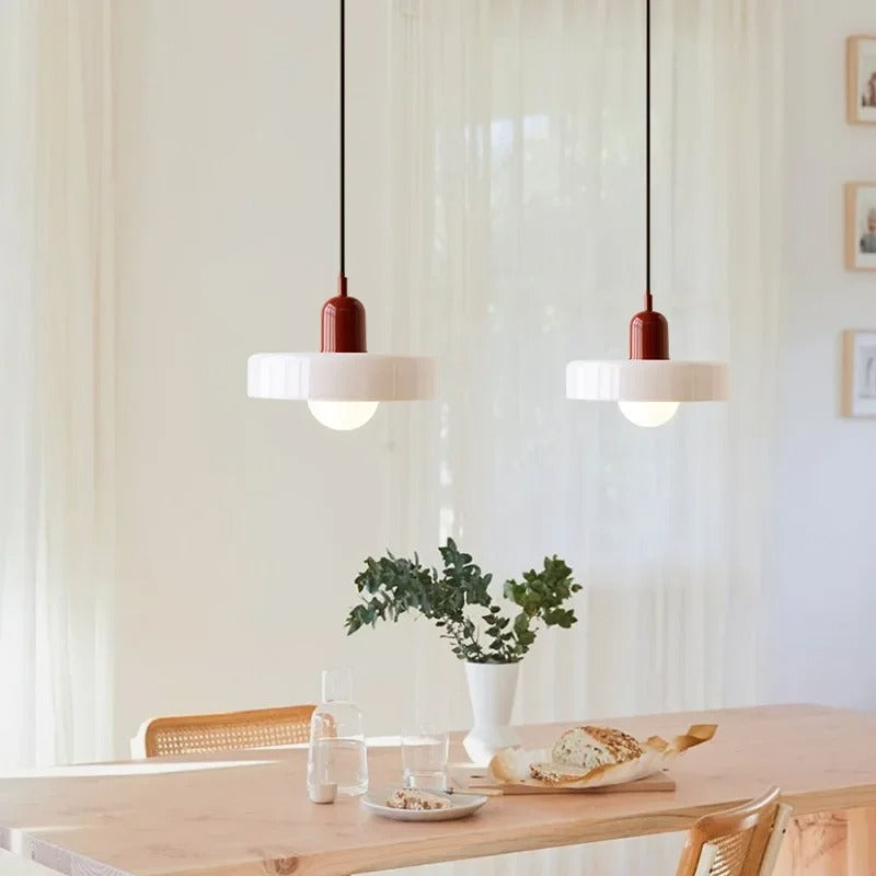 Tweekleurige glazen plafondlamp voor keukeneiland en eetkamer, moderne hanglamp | Thomler