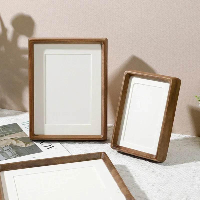 Houten fotolijst A4 21×29,7 cm natuurlijk hout voor bureau, geschikt voor foto's, certificaten en kunstwerken, decoratie voor woonkamer of kantoor, met acrylglas | Thomler