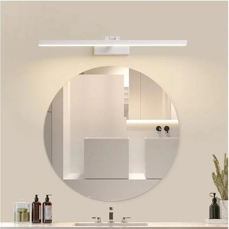 Lámpara LED para espejo de baño de 43 pulgadas, aplique de pared impermeable de aluminio negro para tocador moderno, zona de maquillaje, luz sobre espejo | Thomler
