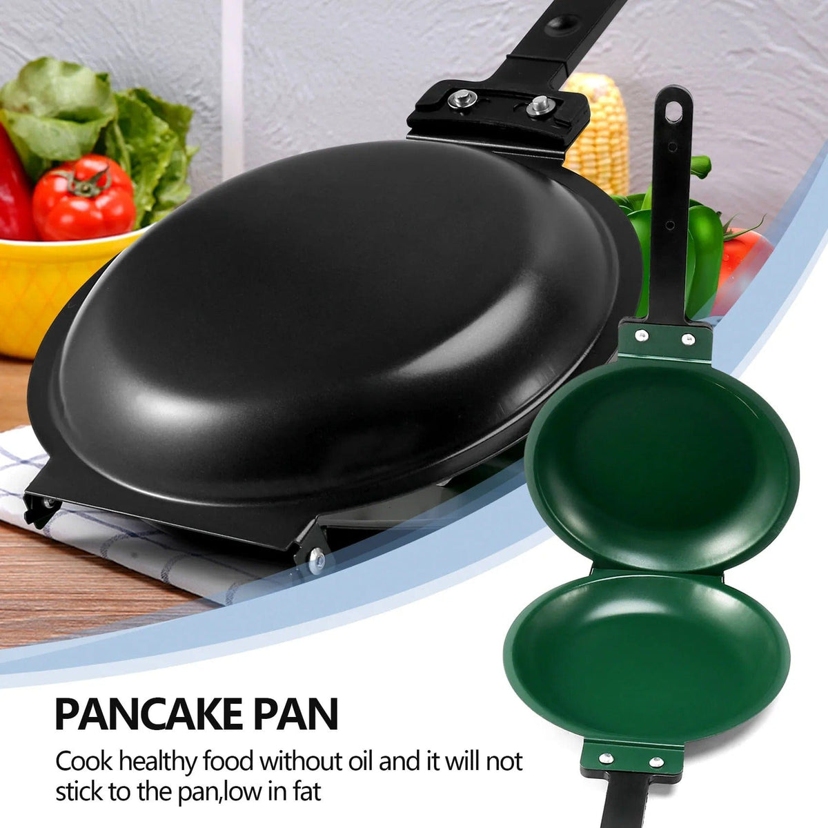 Flip-Top Dual-Sided Omelet Skillet 7.5 Inch Nonstick Breakfast Egg Cooker Stainless Steel Enclosed Flipper Pan for Quick Morning Meals Kitch | Thomler