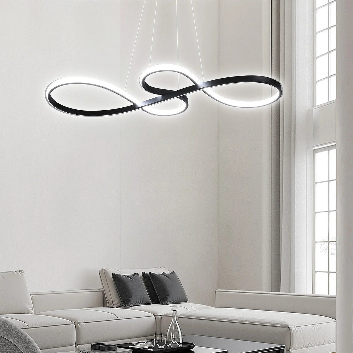 Circular Aluminum Ceiling Fixture Dimmable LED 30 in Ring Hanging Light for Dining Table Kitchen Island Modern Overhead Chandelier with Remo | Thomler