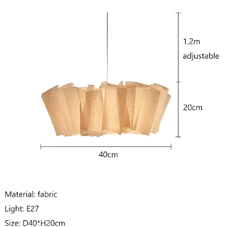 Geplooide stoffen hanglamp voor aan het plafond 40 cm Warm Crème voor eetkamer keukeneiland Scandinavisch Japans modern minimalistisch sfeervol licht | Thomler