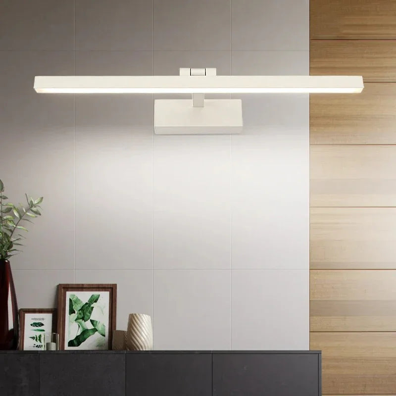 Lámpara LED para espejo de baño de 43 pulgadas, aplique de pared impermeable de aluminio negro para tocador moderno, zona de maquillaje, luz sobre espejo | Thomler
