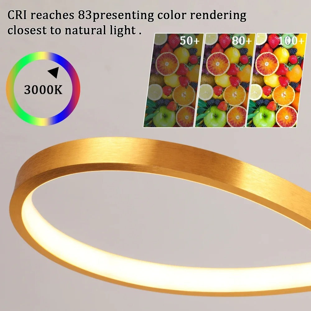 Circular Aluminum Ceiling Fixture Dimmable LED 30 in Ring Hanging Light for Dining Table Kitchen Island Modern Overhead Chandelier with Remo | Thomler