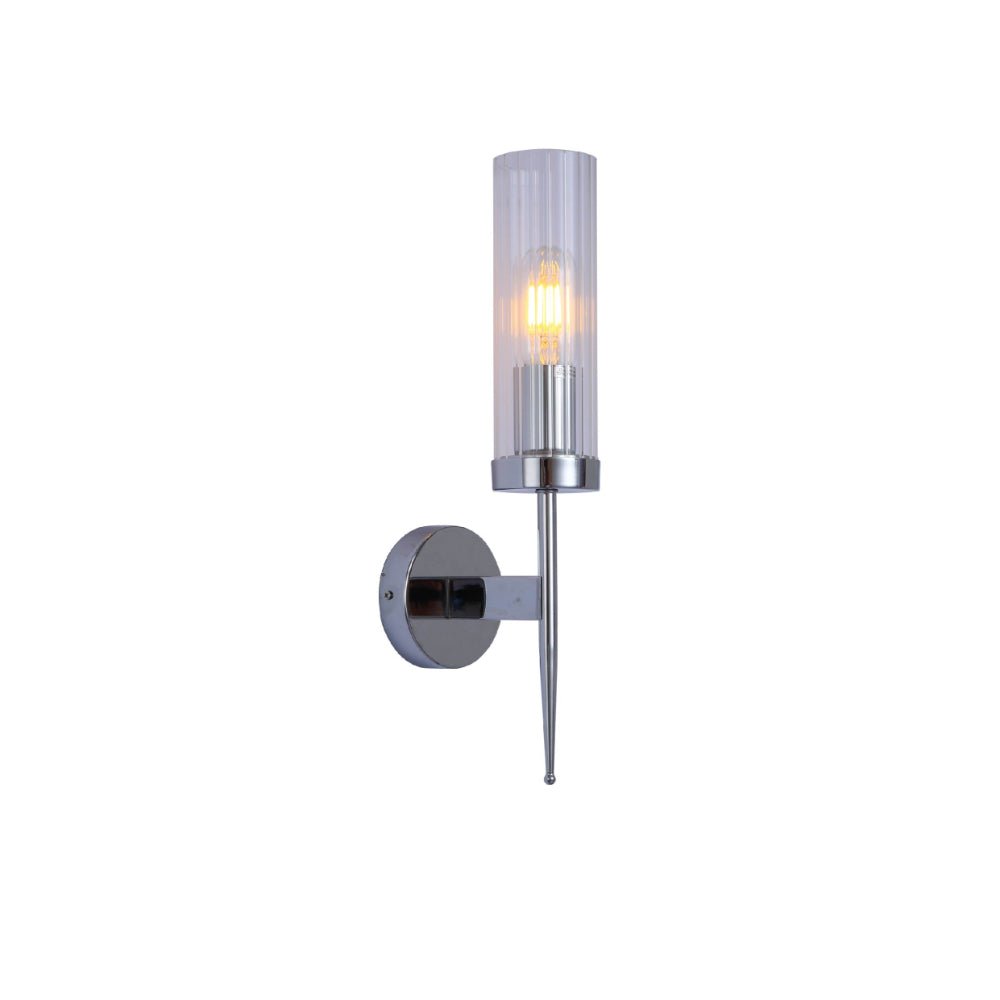 Textured Glass Wall Sconce with Steel Frame - Dimmable E27 Socket - 16 inch Height - Modern Art Deco Fixture for Hallways Bedrooms Living Sp | Thomler