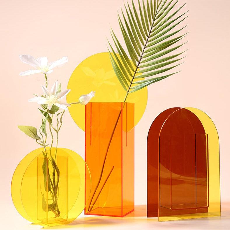 Clear Acrylic Flower Vase Set Sculptural Geometric Shapes for Table Centerpiece Mantel Shelf Display Home Interior Styling Fresh or Dried St | Thomler