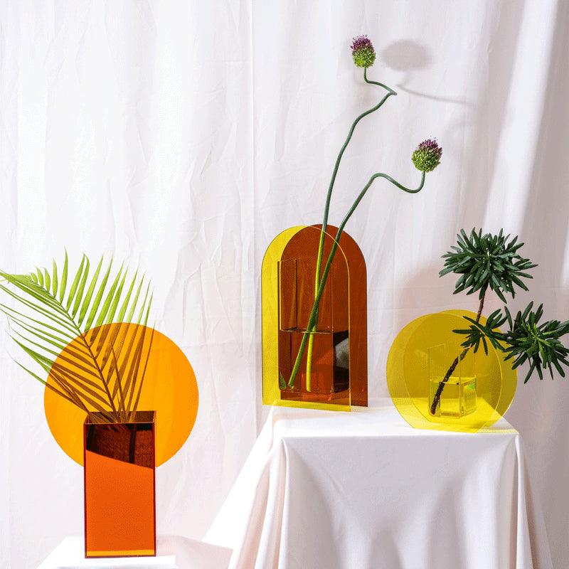 Clear Acrylic Flower Vase Set Sculptural Geometric Shapes for Table Centerpiece Mantel Shelf Display Home Interior Styling Fresh or Dried St | Thomler