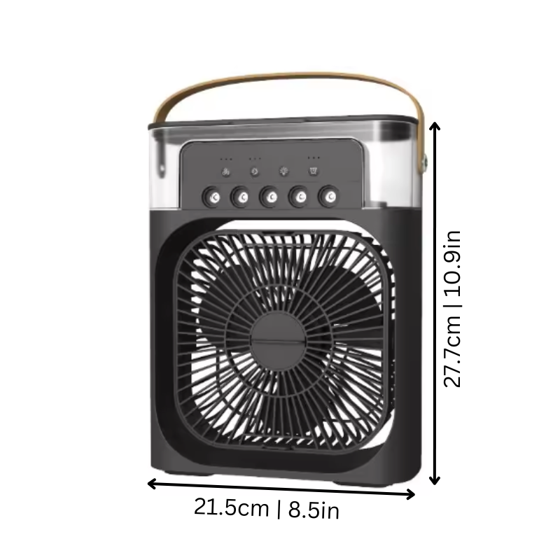 Tragbarer persönlicher Luftkühler mit Luftbefeuchter & USB-Anschluss | Kompakter Tischventilator mit Eiswassertank für Zuhause, Büro & Reise