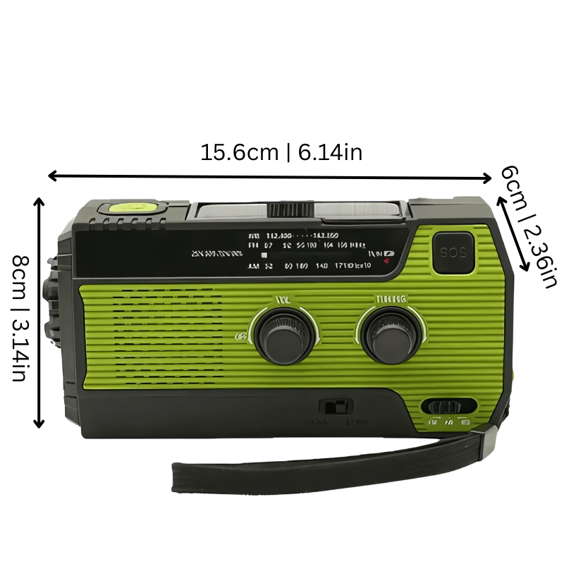 Notfallwetterradio mit Handkurbel & Solarladung, 4000mAh Powerbank, AM/FM, SOS-Alarm, LED-Taschenlampe
