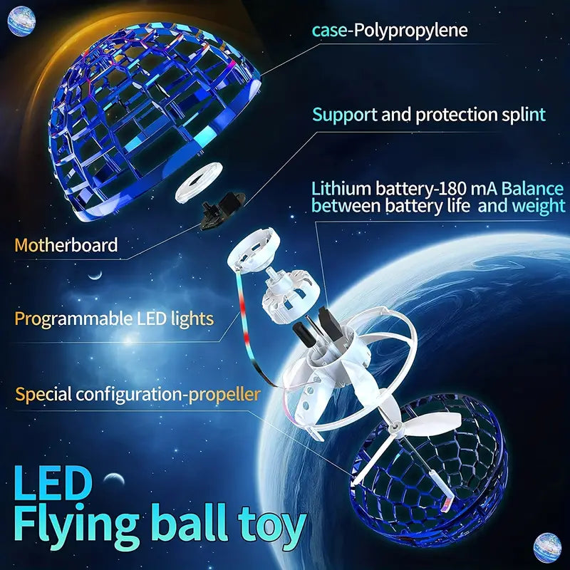 LED Hover Ball Flying Orb Toy with Light-Up Effects for Kids & Adults Indoor Outdoor Play Rechargeable | Thomler