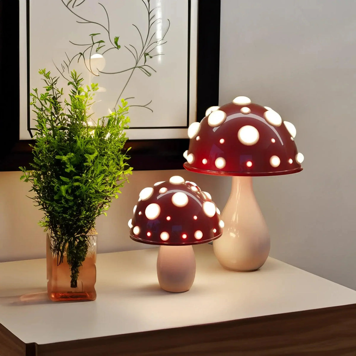 Kabellose, wiederaufladbare Pilz-Nachtischlampe mit 3 Helligkeitsstufen, 30 cm, Aluminium, für Schlafzimmer, Büro, Ambiente, Lesen, Schreibtisch L | Thomler