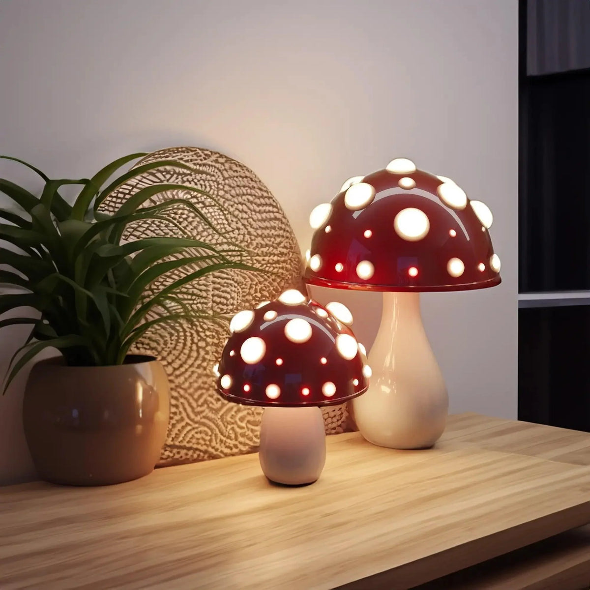 Kabellose, wiederaufladbare Pilz-Nachtischlampe mit 3 Helligkeitsstufen, 30 cm, Aluminium, für Schlafzimmer, Büro, Ambiente, Lesen, Schreibtisch L | Thomler