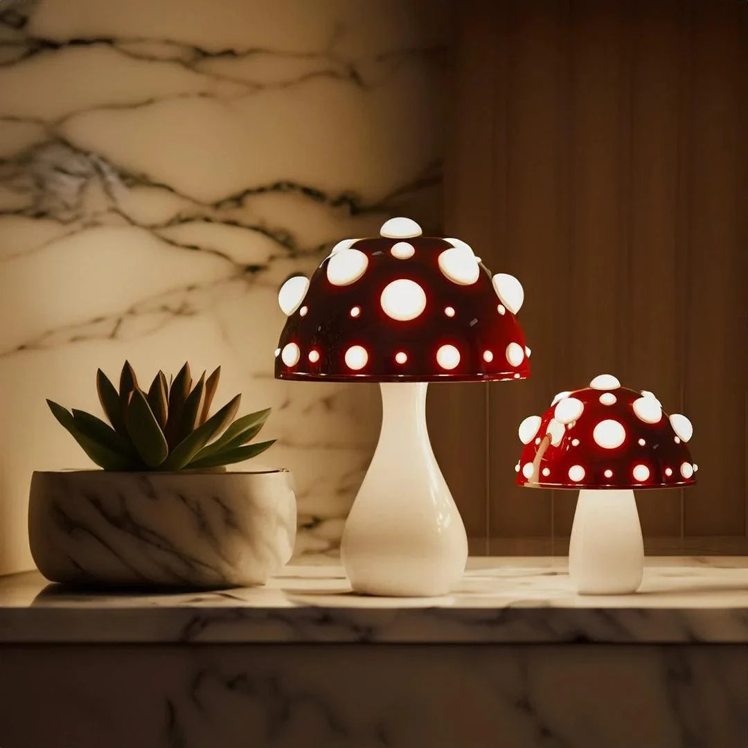 Kabellose, wiederaufladbare Pilz-Nachtischlampe mit 3 Helligkeitsstufen, 30 cm, Aluminium, für Schlafzimmer, Büro, Ambiente, Lesen, Schreibtisch L | Thomler