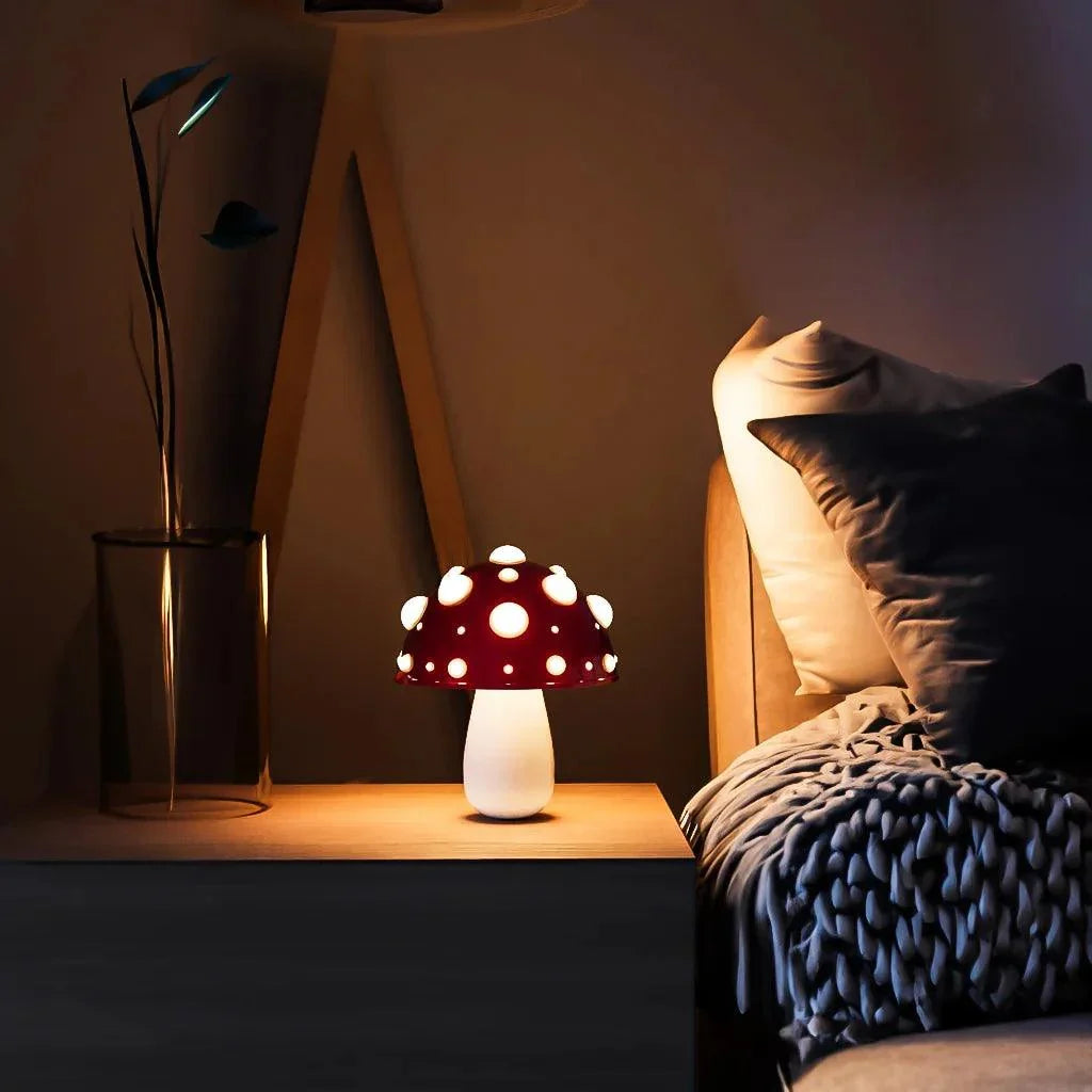Kabellose, wiederaufladbare Pilz-Nachtischlampe mit 3 Helligkeitsstufen, 30 cm, Aluminium, für Schlafzimmer, Büro, Ambiente, Lesen, Schreibtisch L | Thomler
