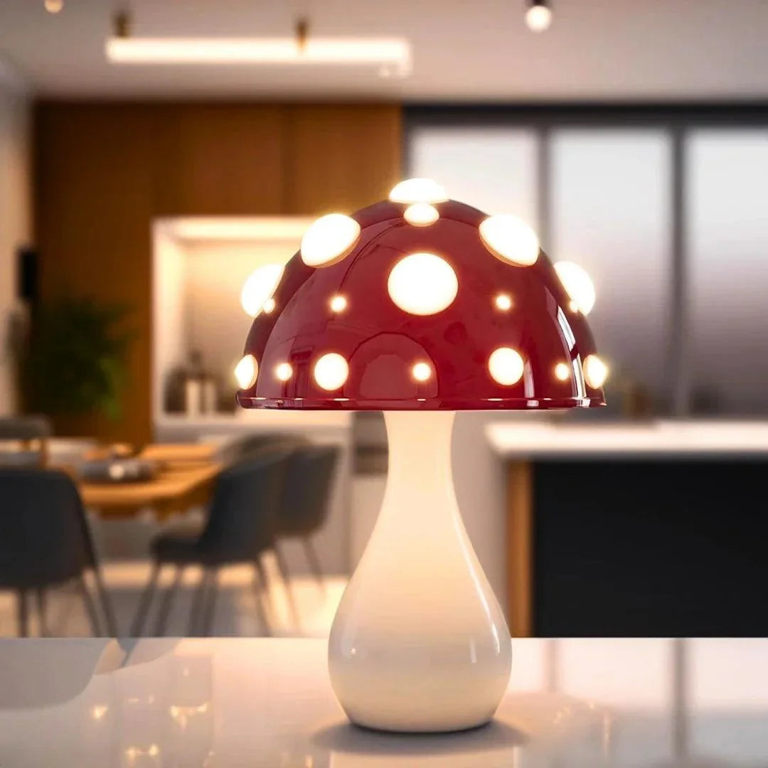 Kabellose, wiederaufladbare Pilz-Nachtischlampe mit 3 Helligkeitsstufen, 30 cm, Aluminium, für Schlafzimmer, Büro, Ambiente, Lesen, Schreibtisch L | Thomler